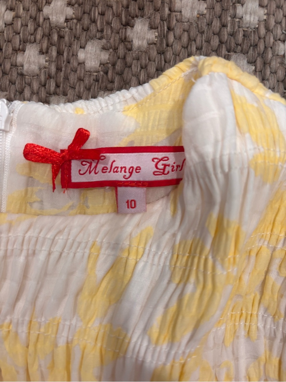 Beautiful smocked floral overlay dress. Lined sleeves and dress. Melange Girls - Picture 3 of 3